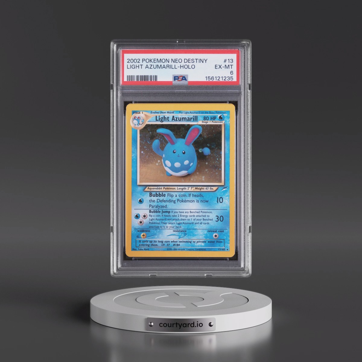 2002 Pokémon Neo Destiny #13 Light Azumarill - Holo (PSA 6 EX-MT)