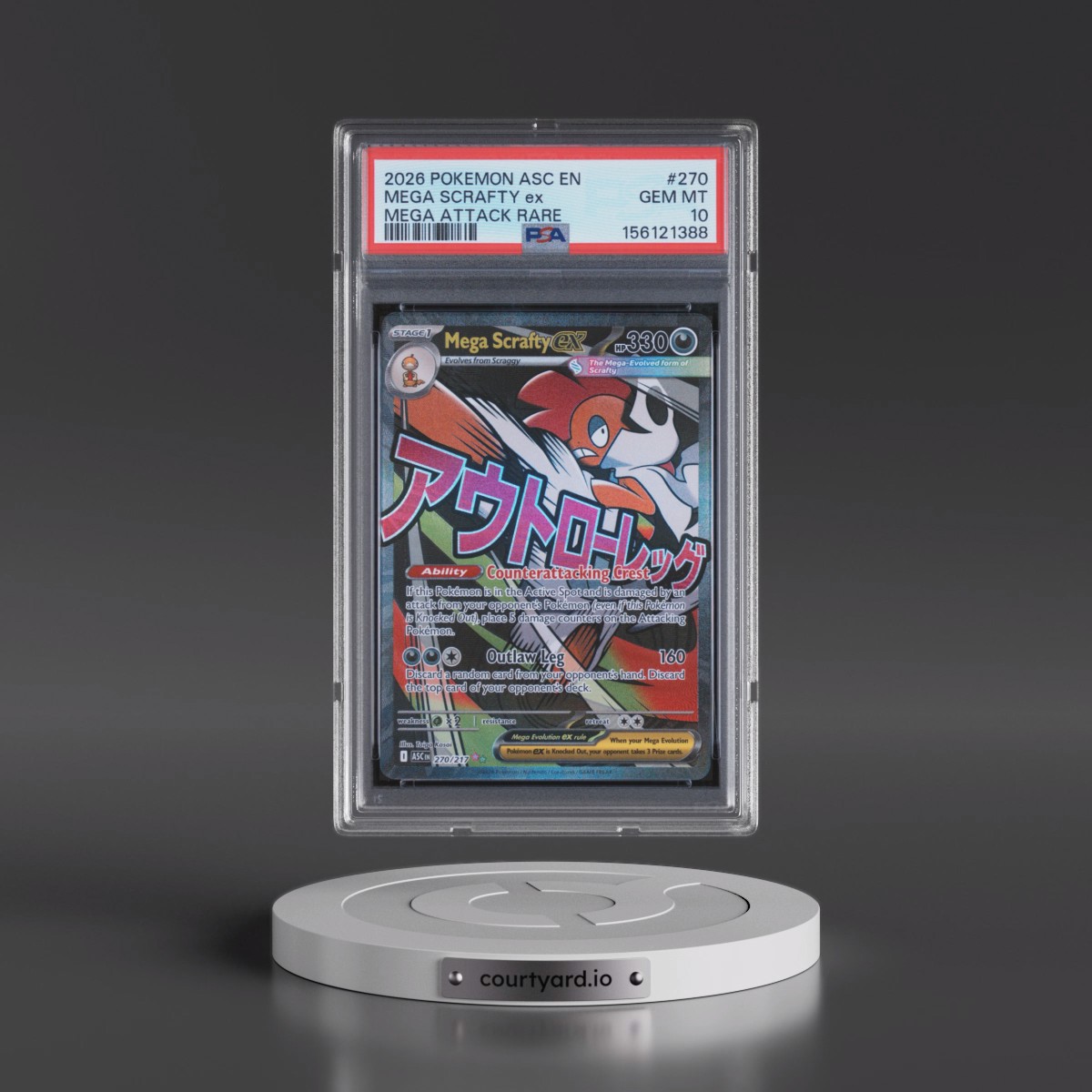2026 Pokémon Asc EN-Ascended Heroes #270 Mega Scrafty EX - Holo Mega Attack Rare (PSA 10 GEM MINT)