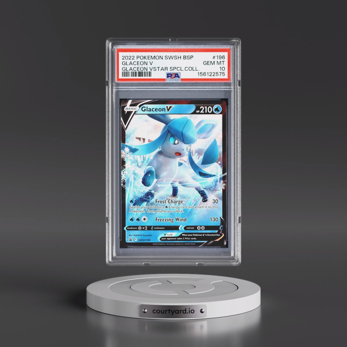 2022 Pokémon Swsh Black Star Promo #196 Glaceon V - Holo Glaceon Vstar Special Collection (PSA 10 GEM MINT)
