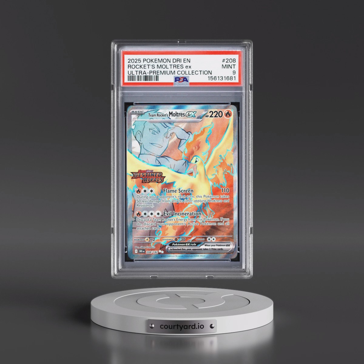 2025 Pokémon Dri EN-Destined Rivals #208 Team Rocket's Moltres EX - Holo Team Rocket's Moltres EX Ultra-Premium Collection (PSA 9 MINT)