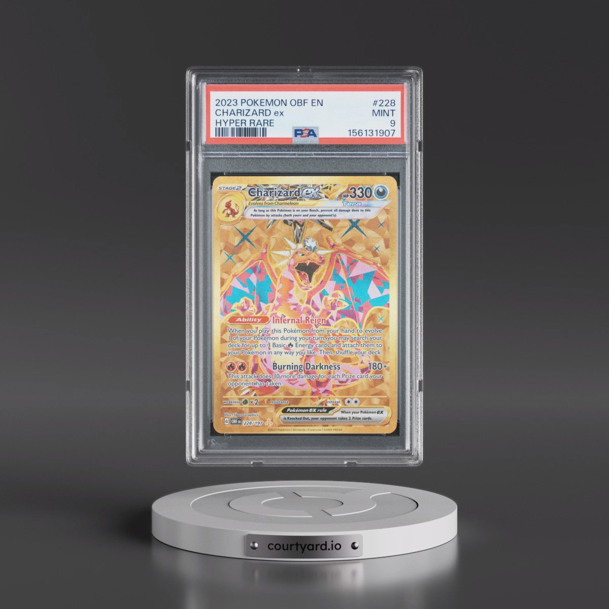 2023 Pokémon Obf EN-Obsidian Flames #228 Charizard EX - Holo Hyper Rare (PSA 9 MINT)