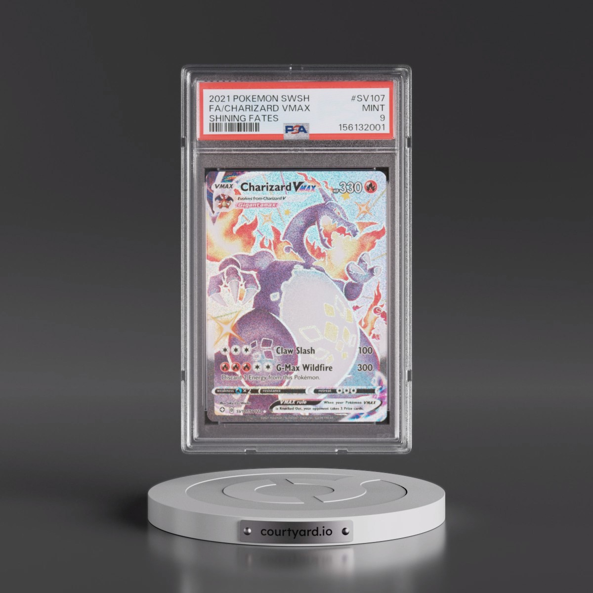 2021 Pokémon Sword & Shield Shining Fates #SV107 Charizard Vmax - Full Art (PSA 9 MINT)