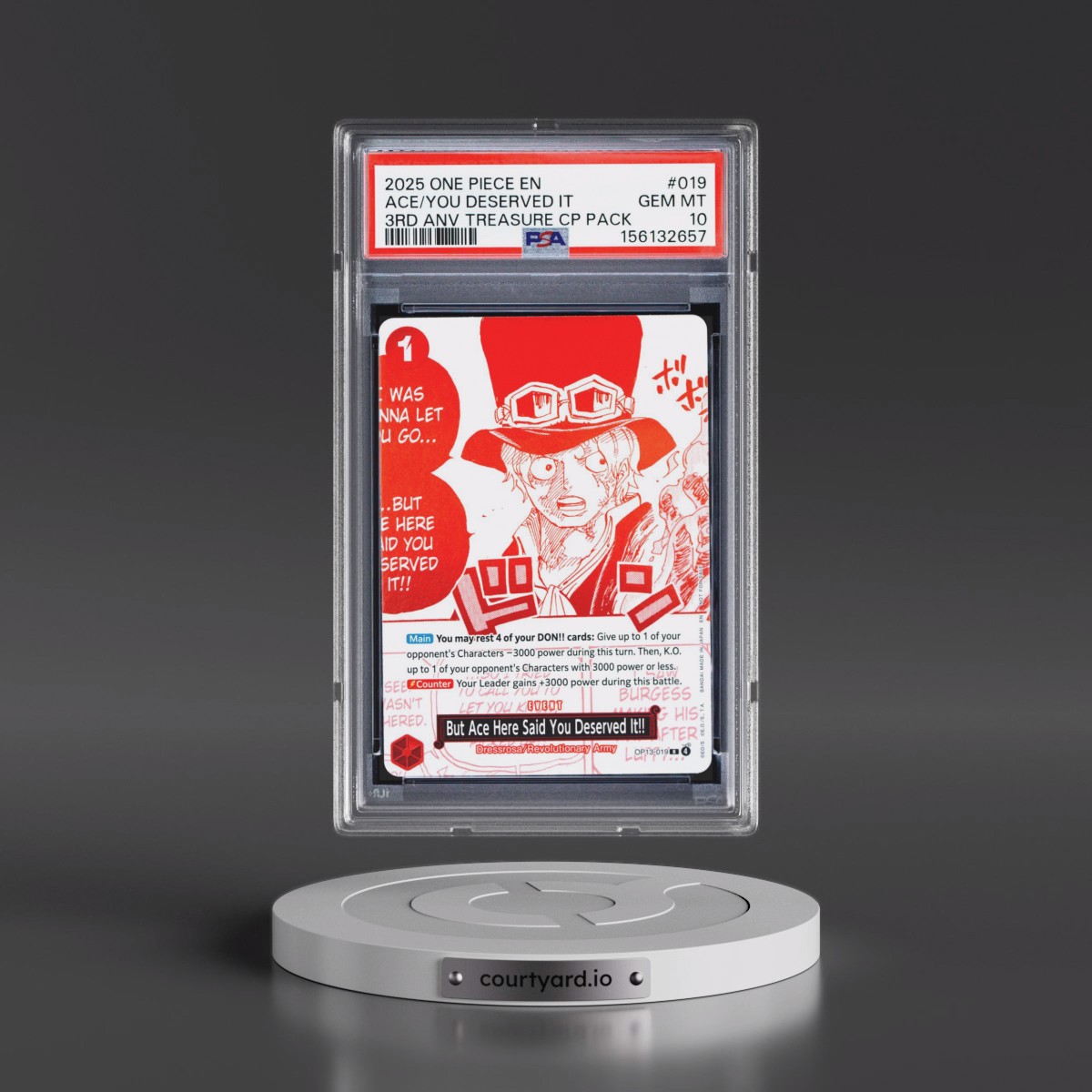 2025 One Piece 3rd Anniversary! One Piece Card Treasure Campaign Pack #019 But Ace Here Said You Deserved It!! (PSA 10 GEM MINT)