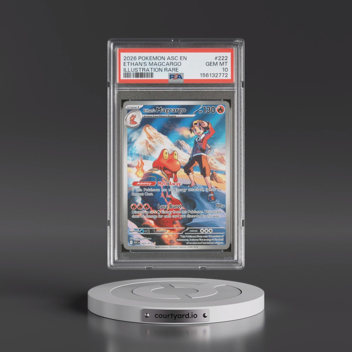 2026 Pokémon Asc EN-Ascended Heroes #222 Ethan's Magcargo - Illustration Rare (PSA 10 GEM MINT)