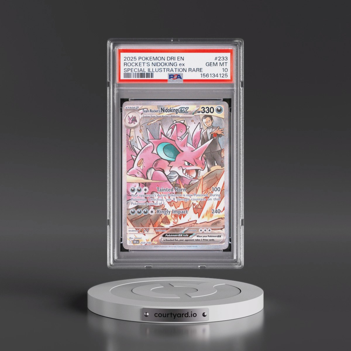 2025 Pokémon Dri EN-Destined Rivals #233 Team Rocket's Nidoking EX - Holo Special Illustration Rare (PSA 10 GEM MINT)