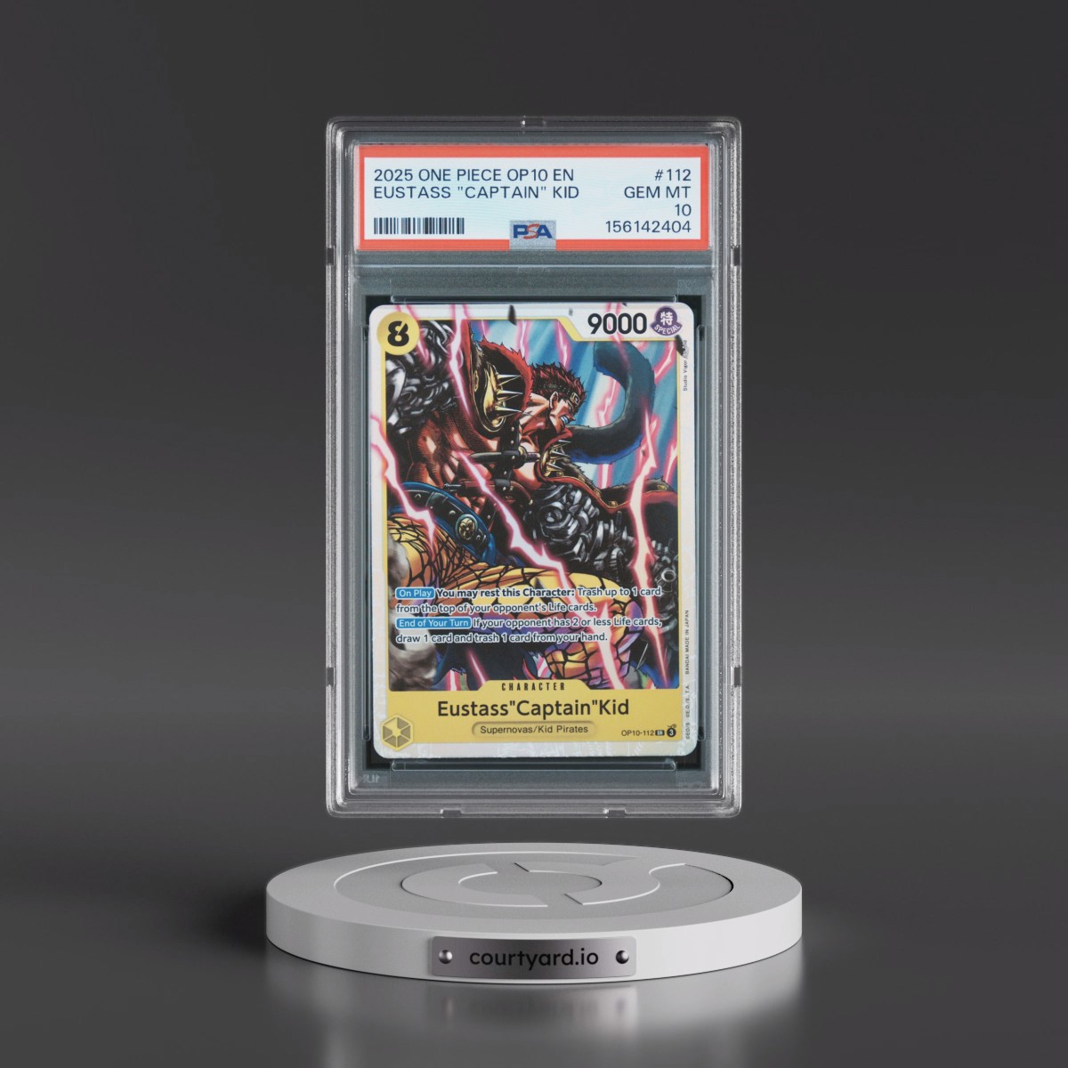 2025 One Piece OP10-Royal Blood #112 Eustass "Captain" Kid (PSA 10 GEM MINT)