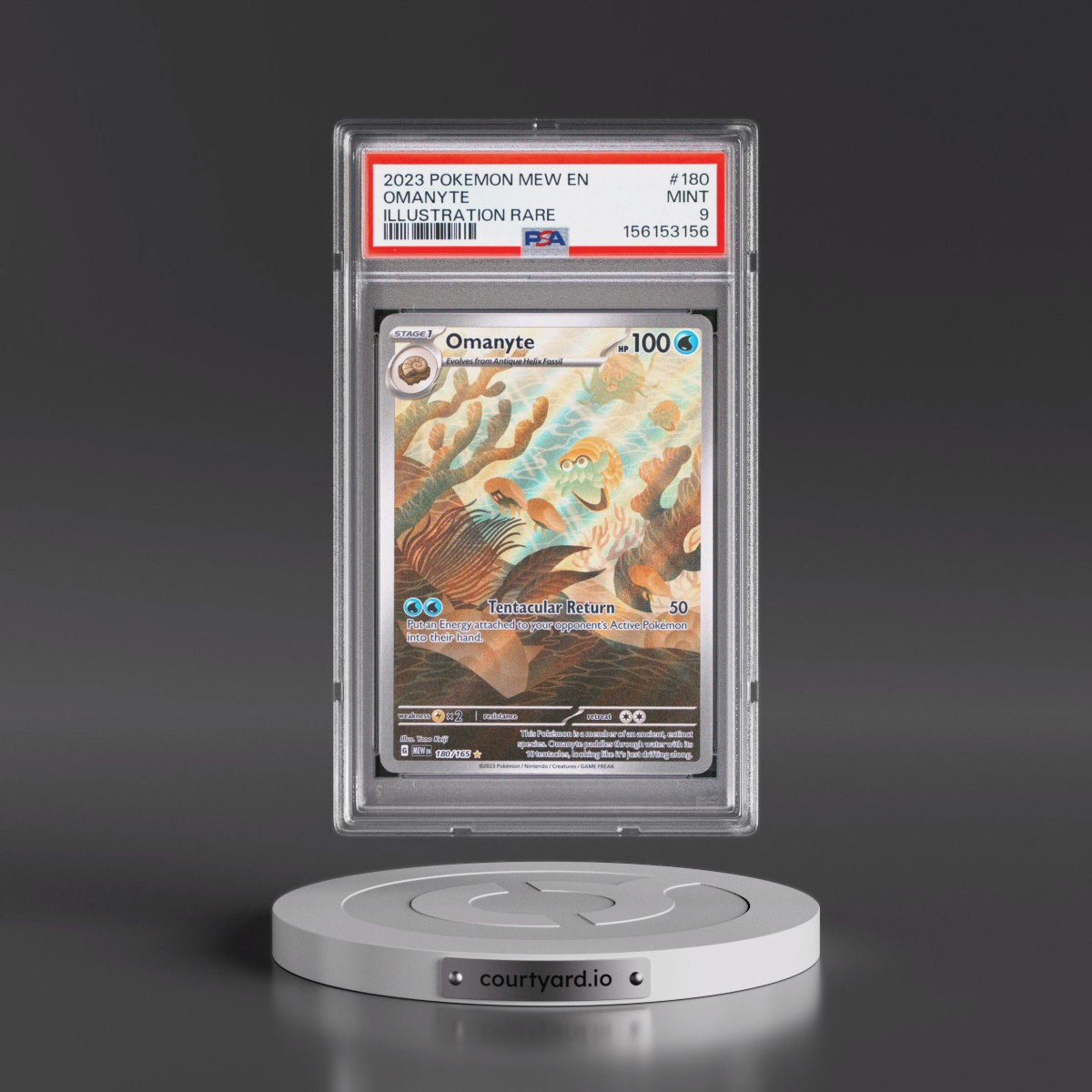 2023 Pokémon Mew EN-151 #180 Omanyte - Illustration Rare (PSA 9 MINT)