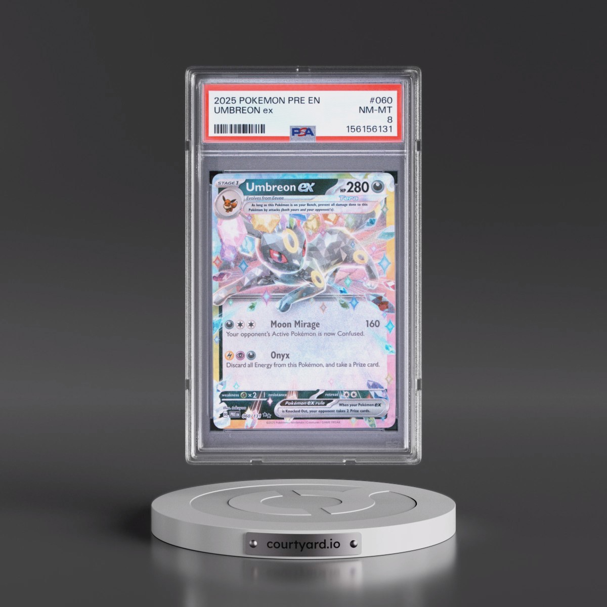 2025 Pokémon Pre EN-Prismatic Evolutions #060 Umbreon EX - Holo (PSA 8 NM-MT)