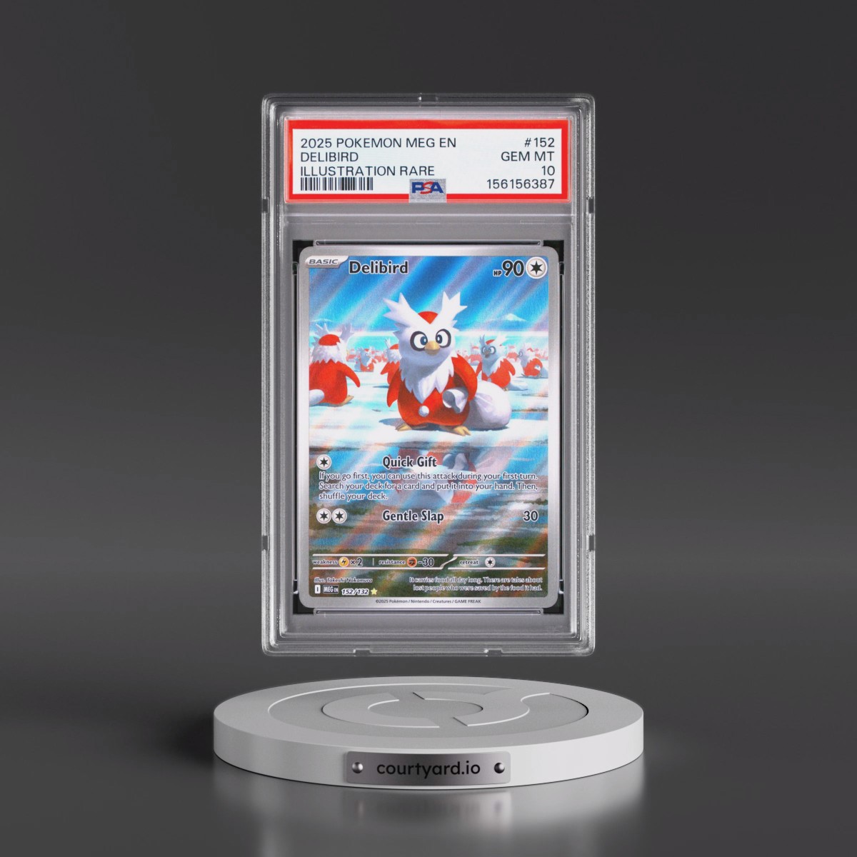 2025 Pokémon Meg EN-Mega Evolution #152 Delibird - Illustration Rare (PSA 10 GEM MINT)