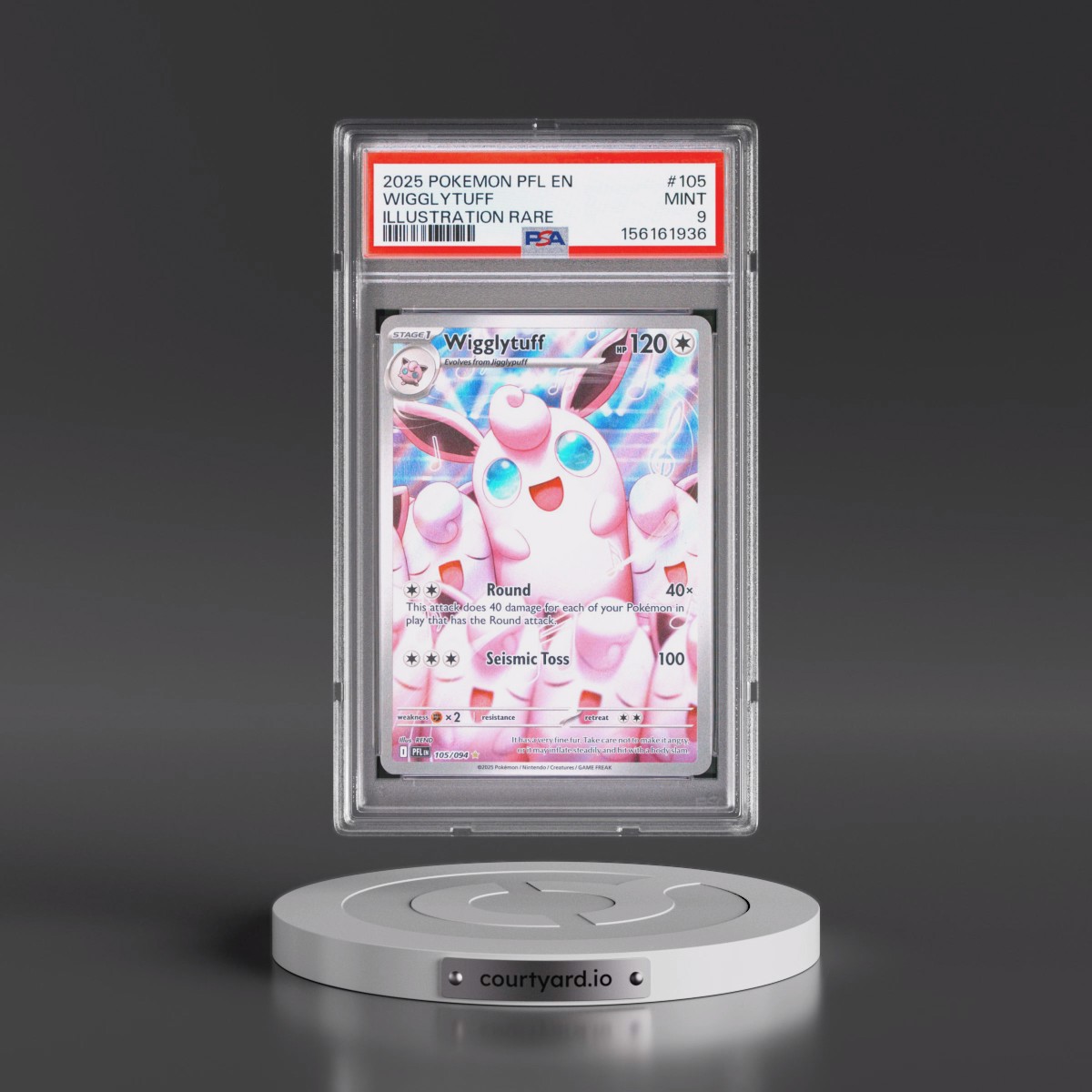 2025 Pokémon Pfl EN-Phantasmal Flames #105 Wigglytuff - Illustration Rare (PSA 9 MINT)