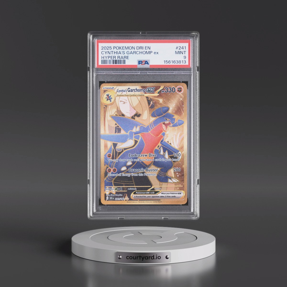 2025 Pokémon Dri EN-Destined Rivals #241 Cynthia's Garchomp EX - Holo Hyper Rare (PSA 9 MINT)