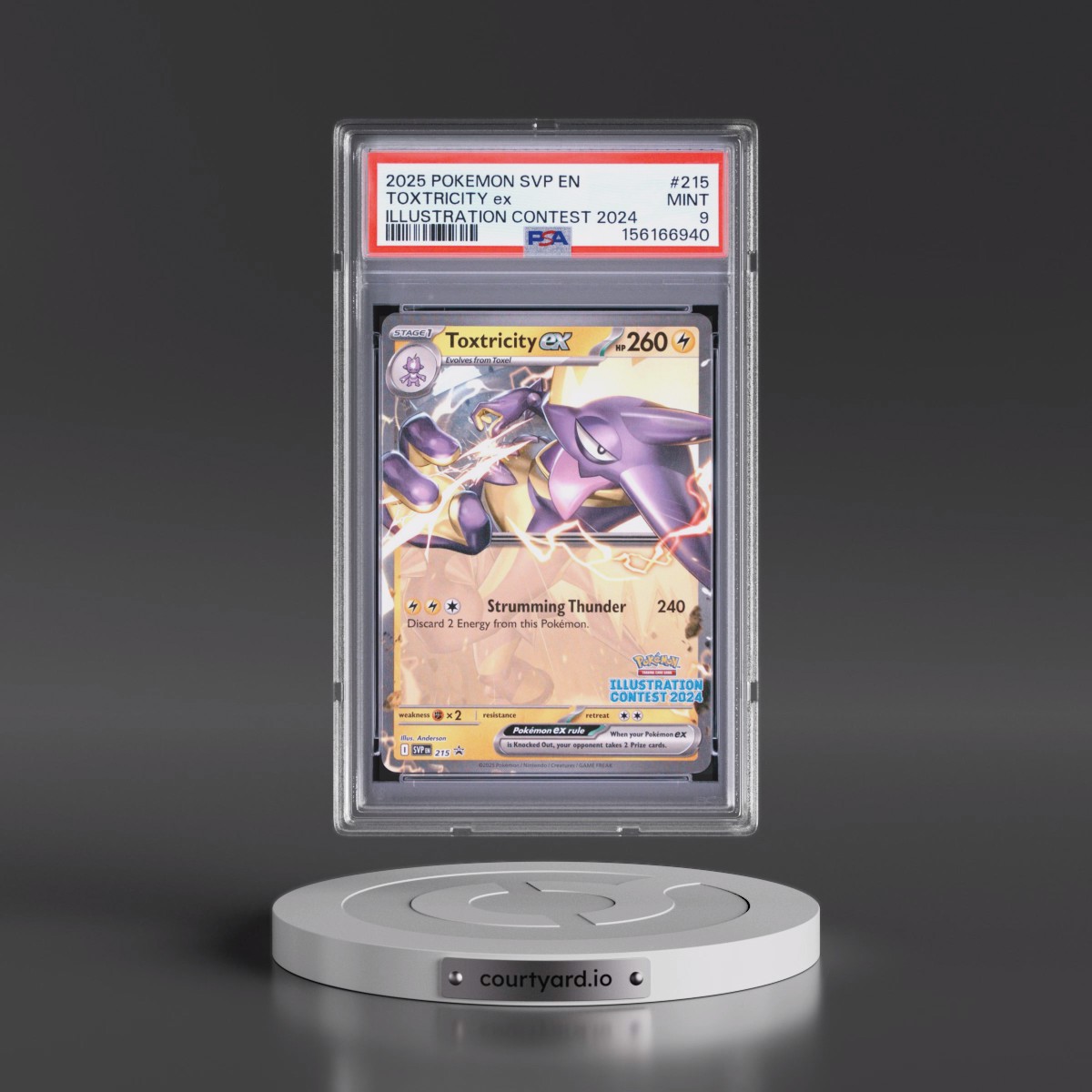 2025 Pokémon Svp EN-SV Black Star Promo #215 Toxtricity EX - Holo Illustration Contest 2024 (PSA 9 MINT)
