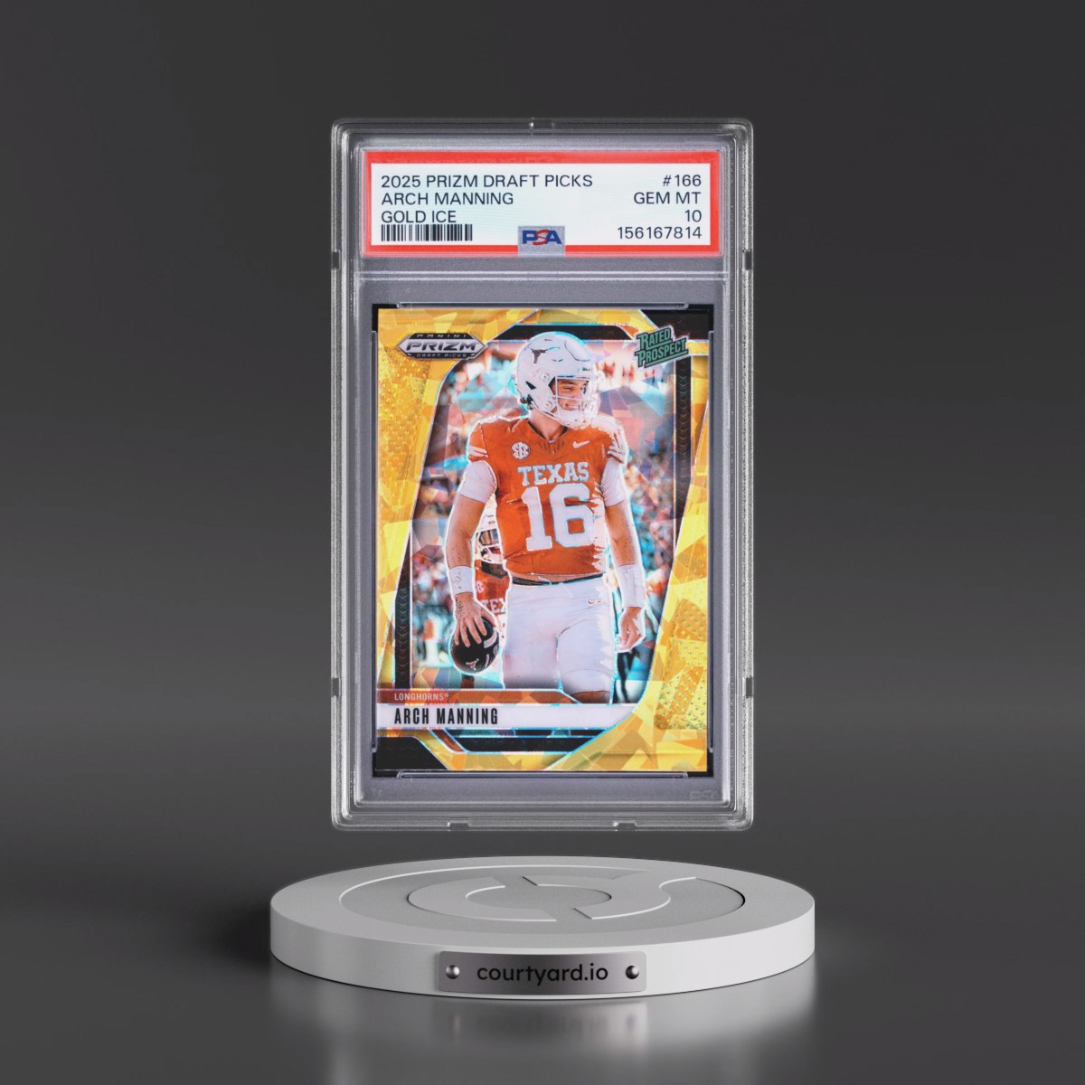 2025 Panini Prizm Draft Picks Arch Manning - Gold Ice #166 PSA 10