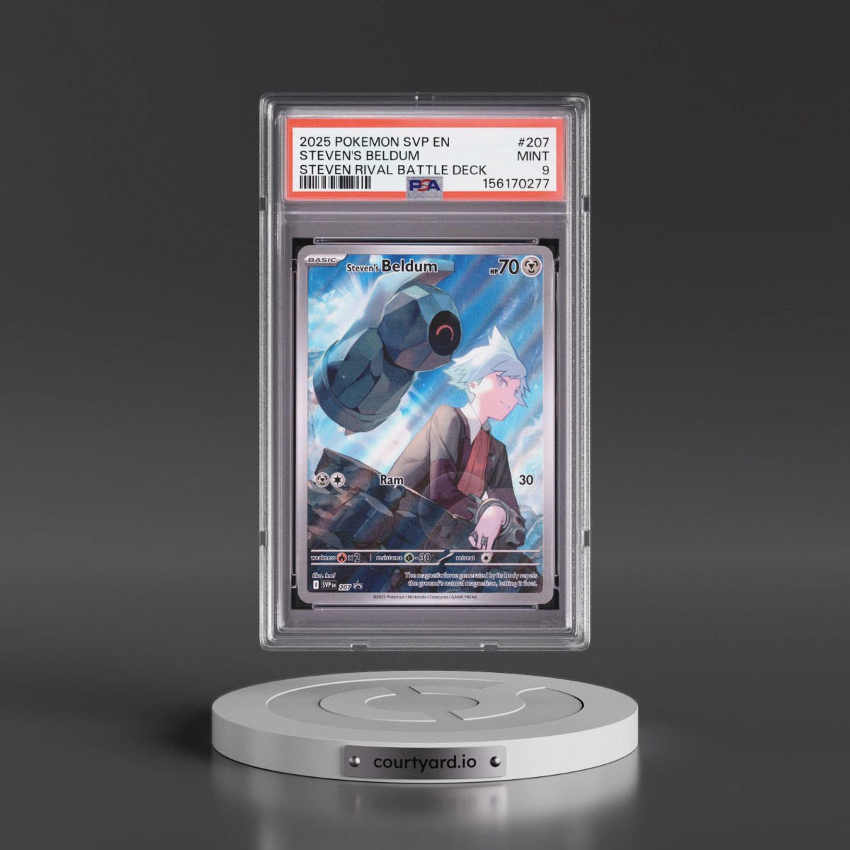 2025 Pokémon Svp EN-SV Black Star Promo #207 Steven's Beldum - Steven Rival Battle Deck (PSA 9 MINT)