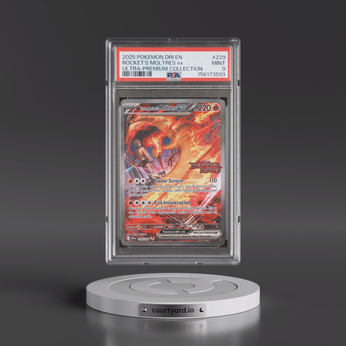 2025 Pokémon Dri EN-Destined Rivals #229 Team Rocket's Moltres EX - Holo Team Rocket's Moltres EX Ultra-Premium Collection (PSA 9 MINT)