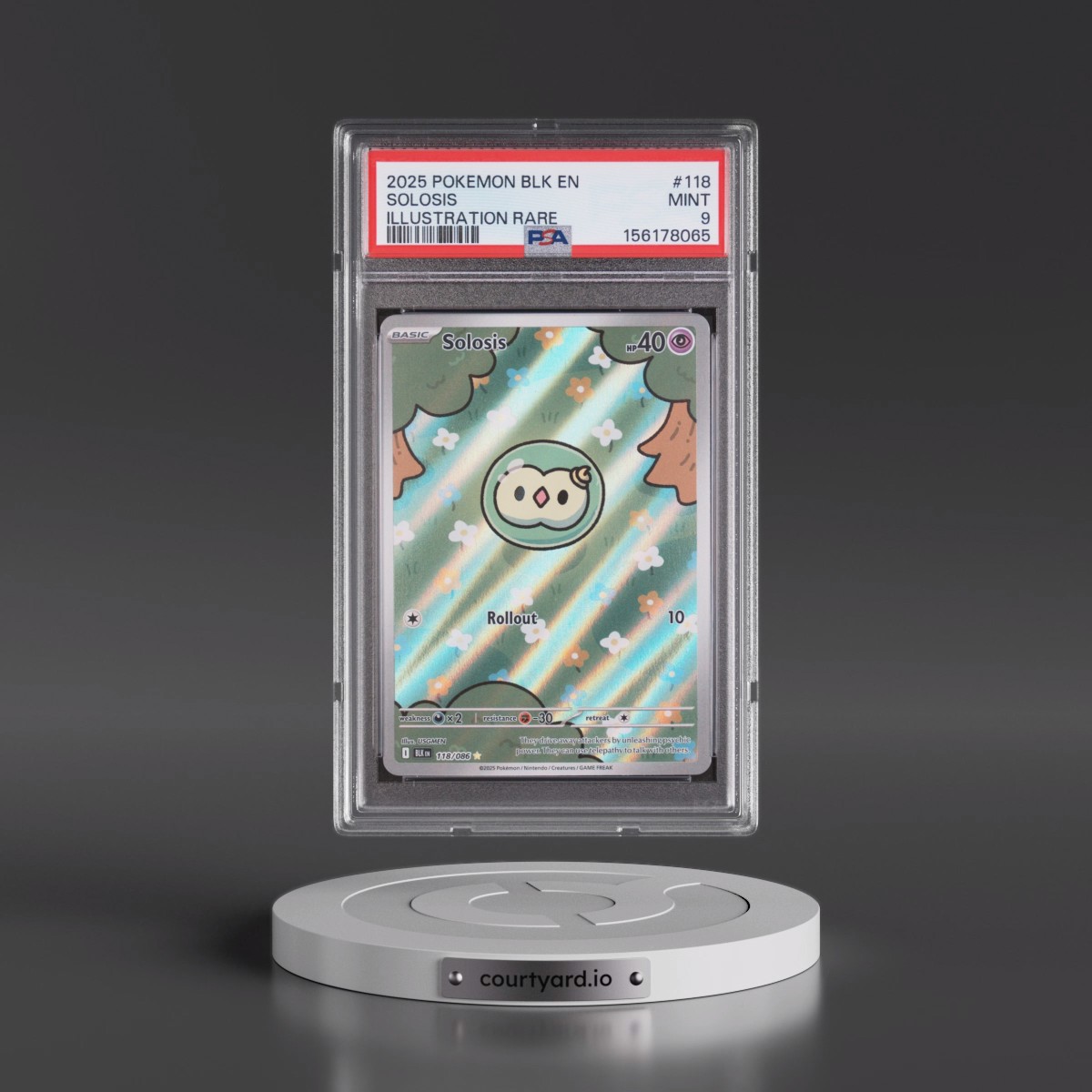 2025 Pokémon Blk EN-Black Bolt #118 Solosis - Illustration Rare (PSA 9 MINT)