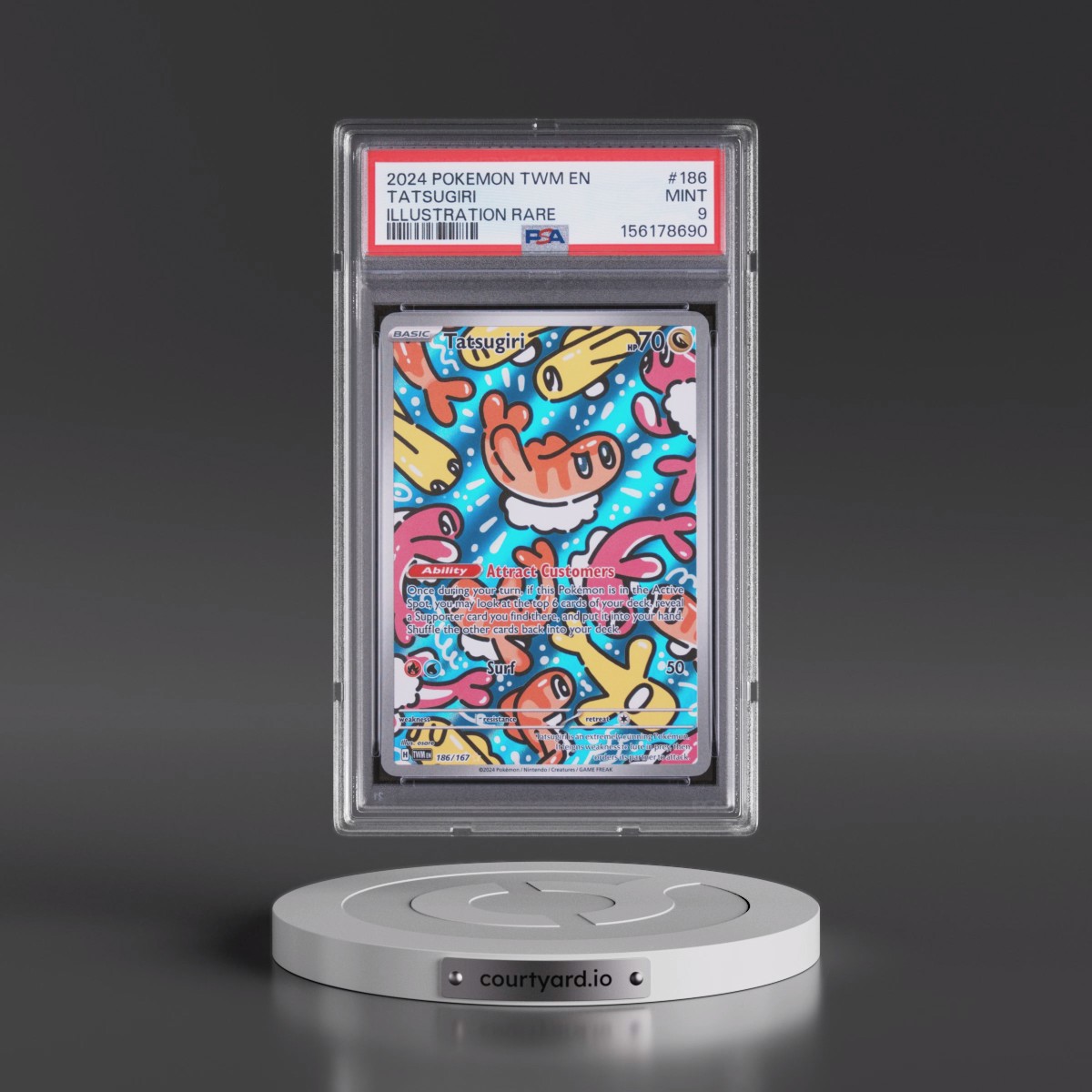 2024 Pokémon Twm EN-Twilight Masquerade #186 Tatsugiri - Illustration Rare (PSA 9 MINT)