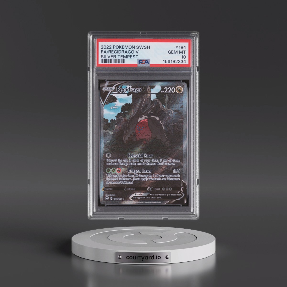 2022 Pokémon Sword & Shield Silver Tempest #184 Regidrago V - Holo Full Art (PSA 10 GEM MINT)