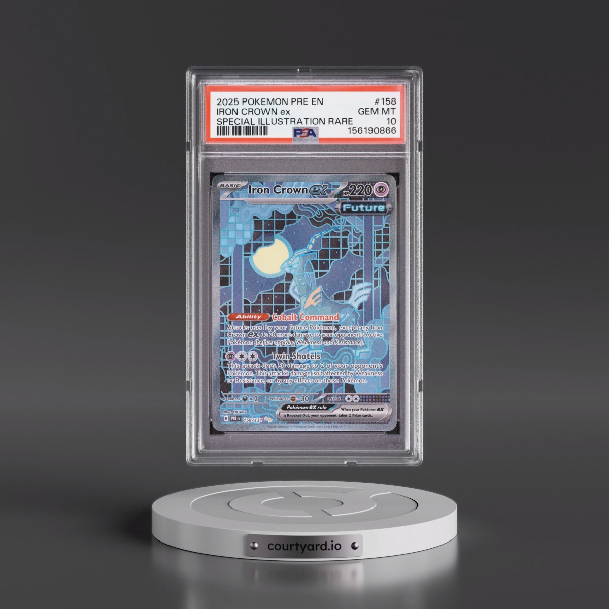 2025 Pokémon Pre EN-Prismatic Evolutions #158 Iron Crown EX - Holo Special Illustration Rare (PSA 10 GEM MINT)
