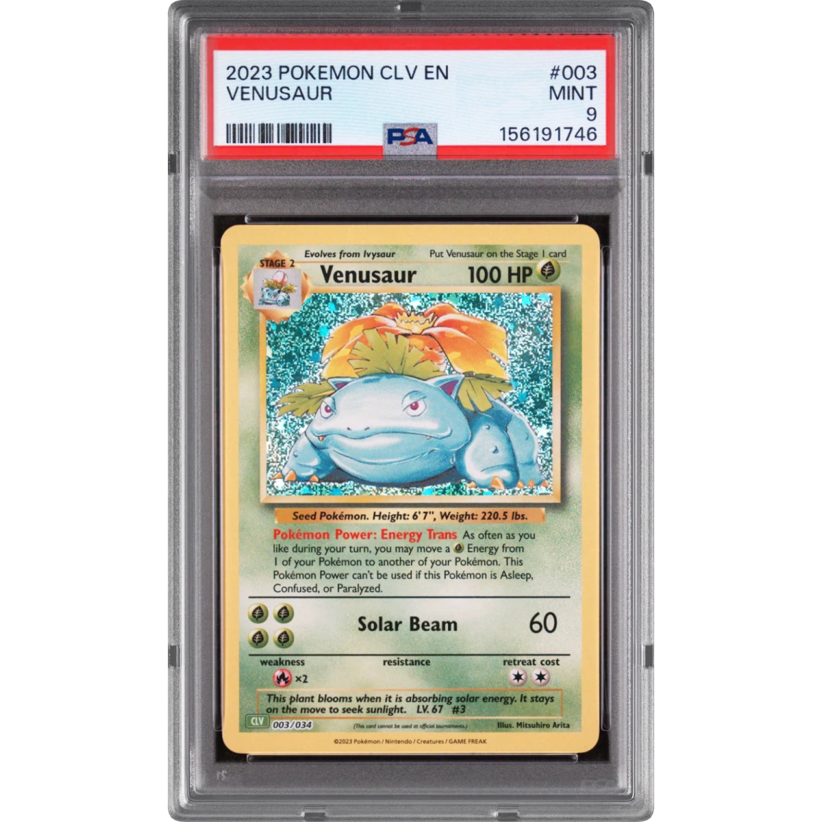 2023 Pokémon CLV-Trading Card Game Classic Venusaur & Lugia EX Deck #003 Venusaur (PSA 9 MINT)
