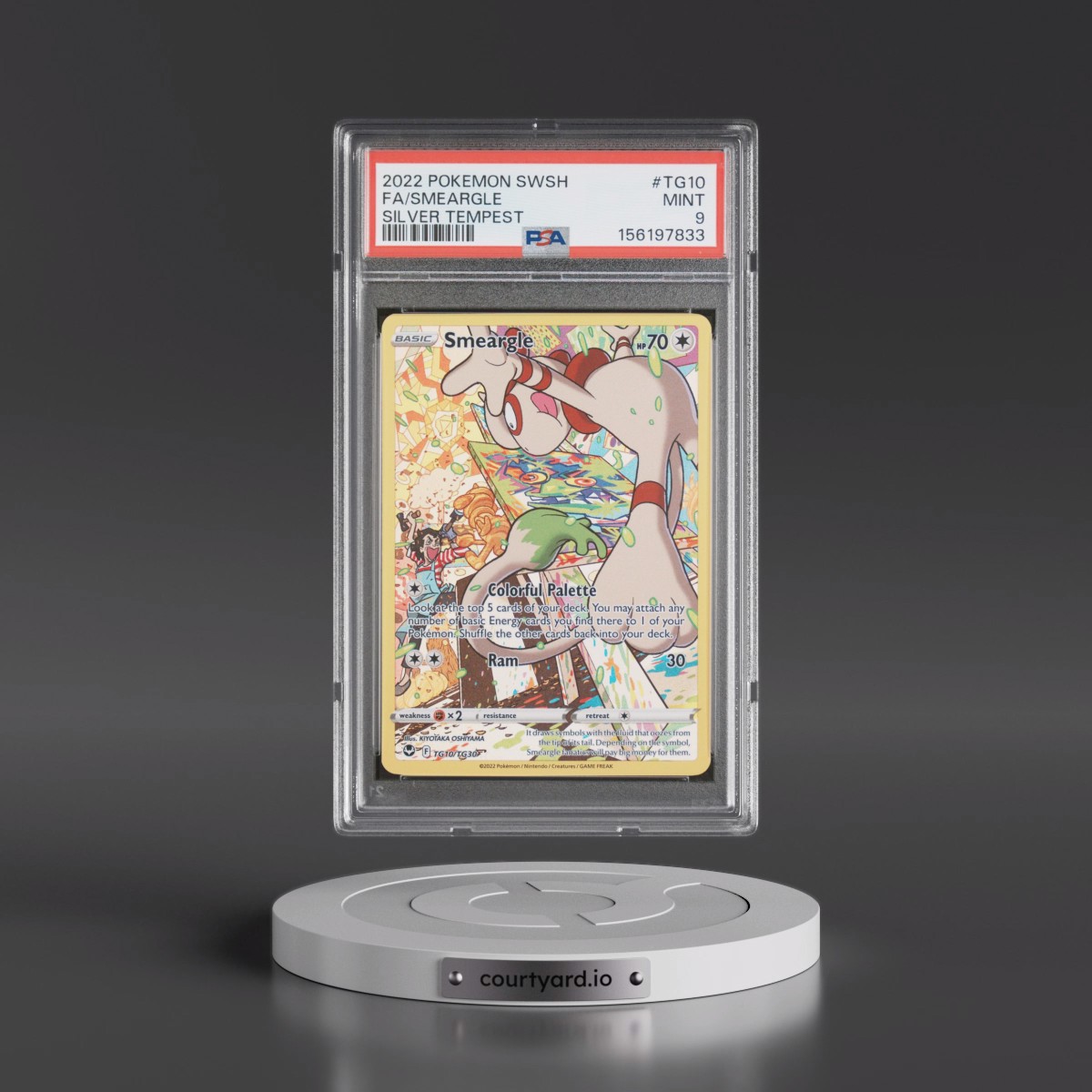 2022 Pokémon Sword & Shield Silver Tempest #TG10 Smeargle - Full Art (PSA 9 MINT)