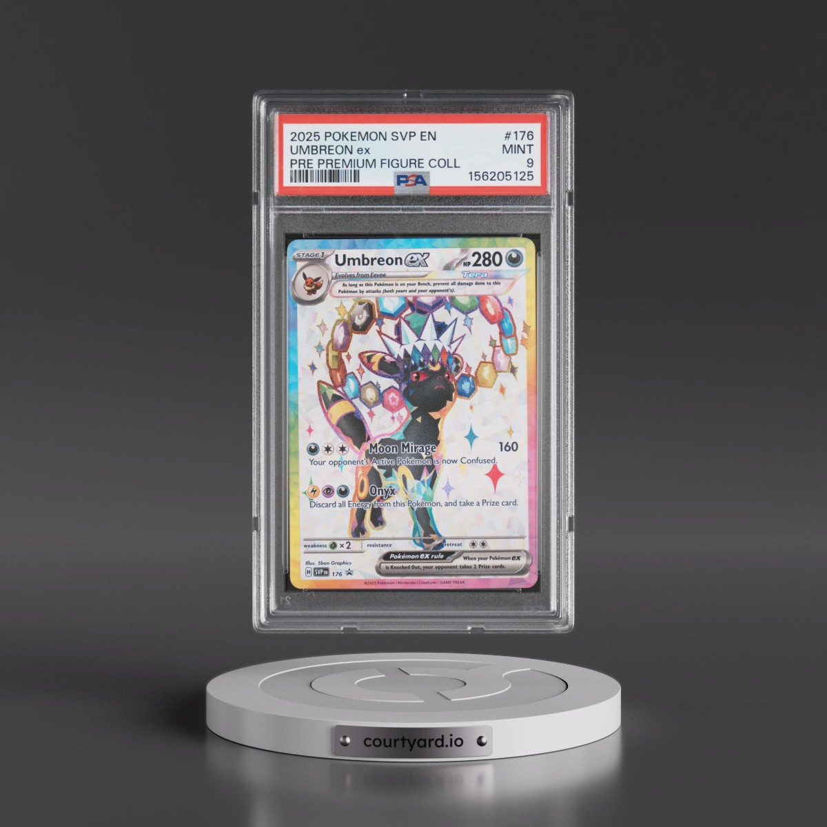 2025 Pokémon Svp EN-SV Black Star Promo #176 Umbreon EX - Holo Prismatic Evolutions Premium Figure Collection (PSA 9 MINT)