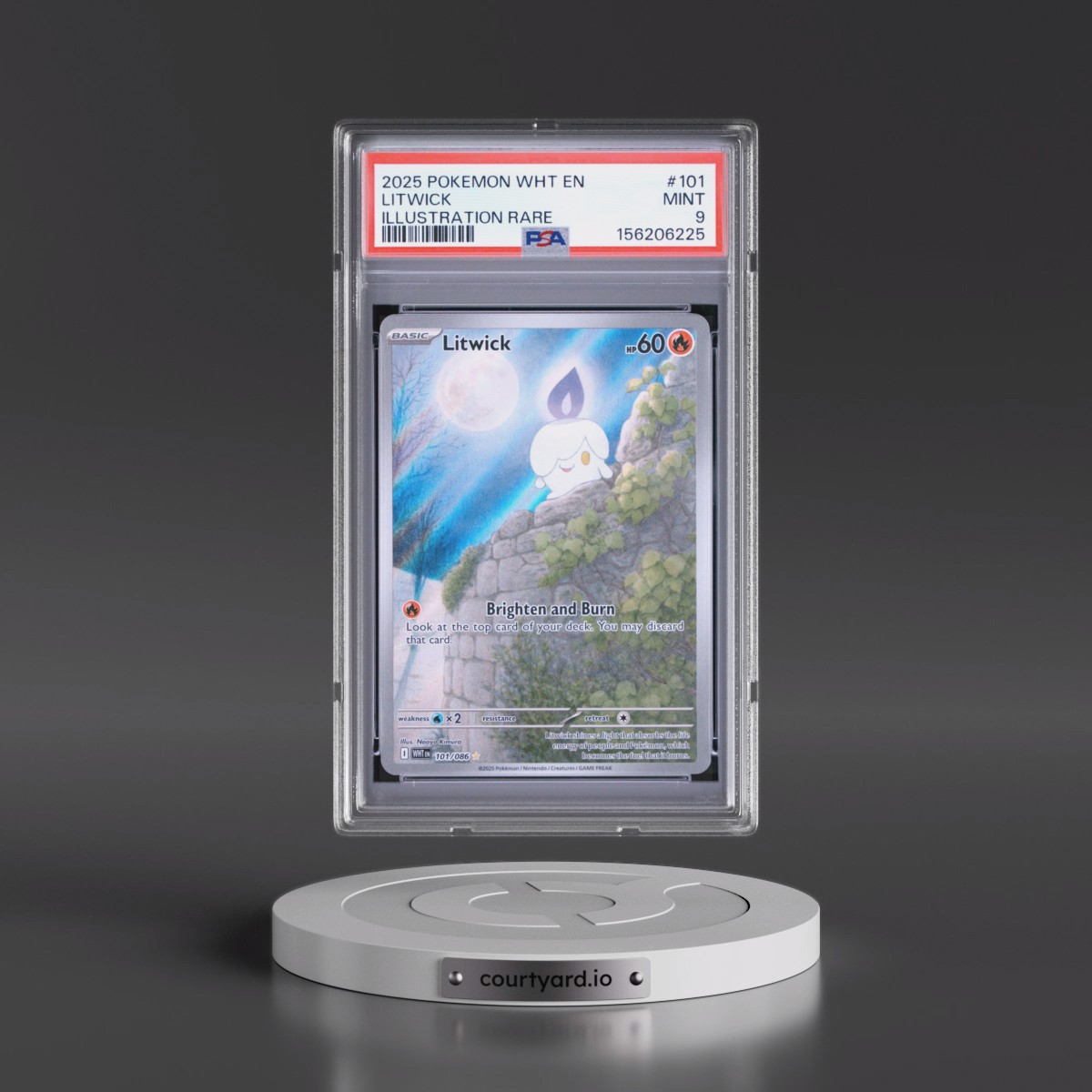 2025 Pokémon Wht EN-White Flare #101 Litwick - Illustration Rare (PSA 9 MINT)