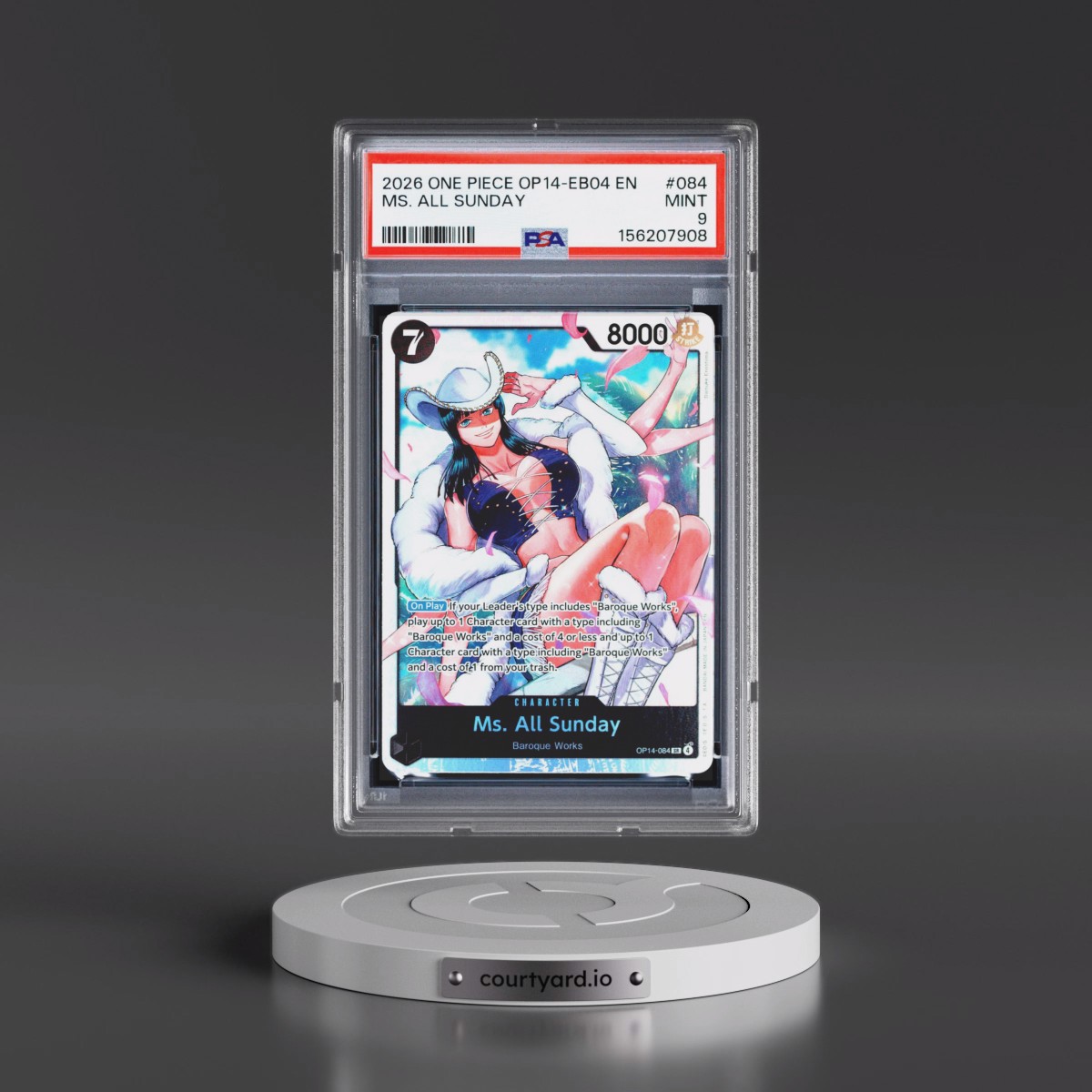 2026 One Piece OP14-EB04-the Azure Sea's Seven #084 MS. All Sunday (PSA 9 MINT)