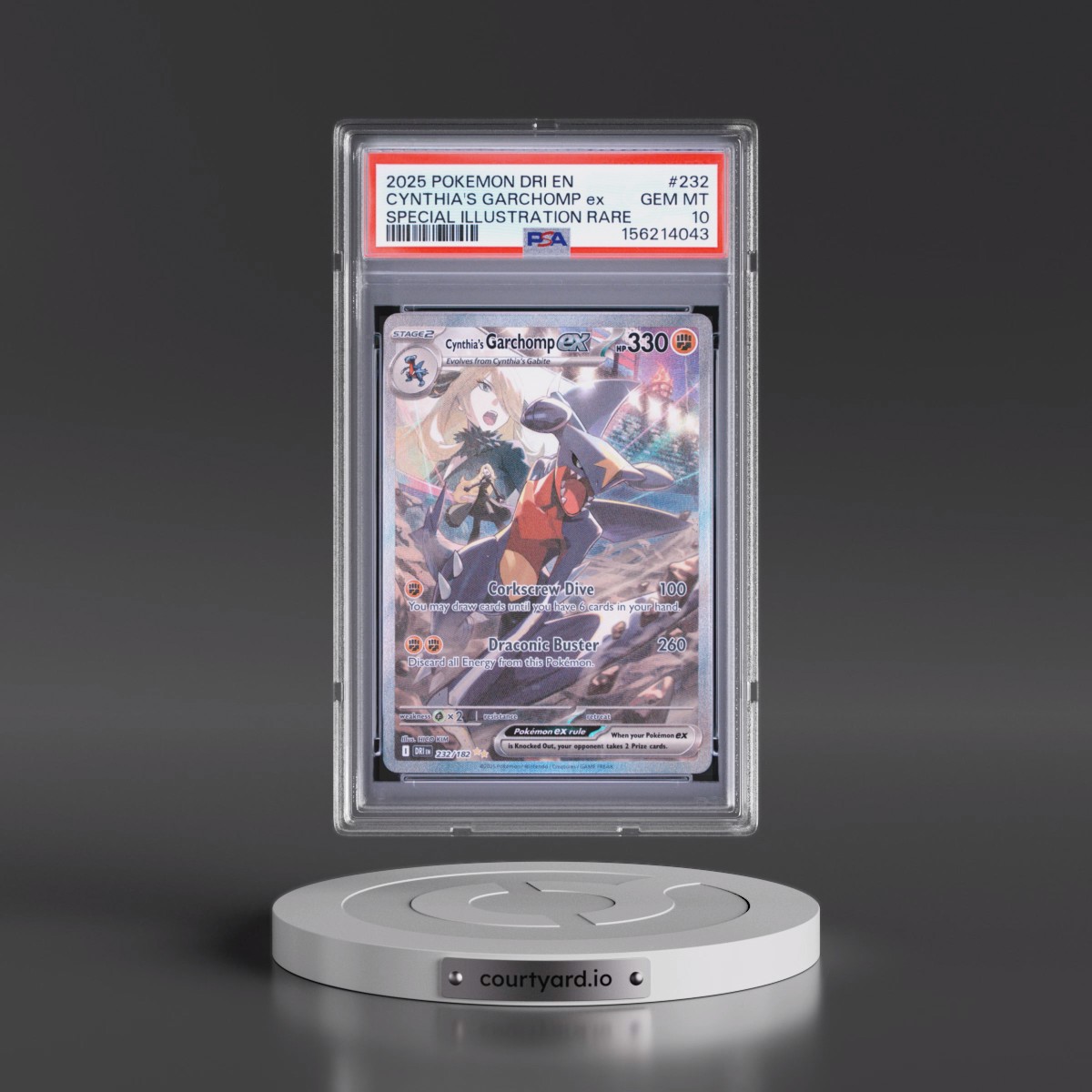2025 Pokémon Dri EN-Destined Rivals #232 Cynthia's Garchomp EX - Holo Special Illustration Rare (PSA 10 GEM MINT)