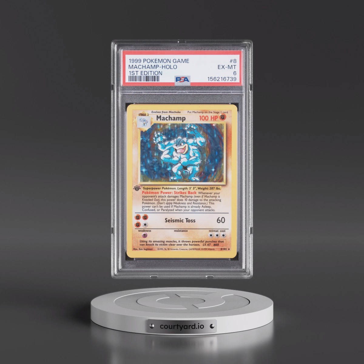 1999 Pokémon Game #8 Machamp - 1st Edition Holo (PSA 6 EX-MT)