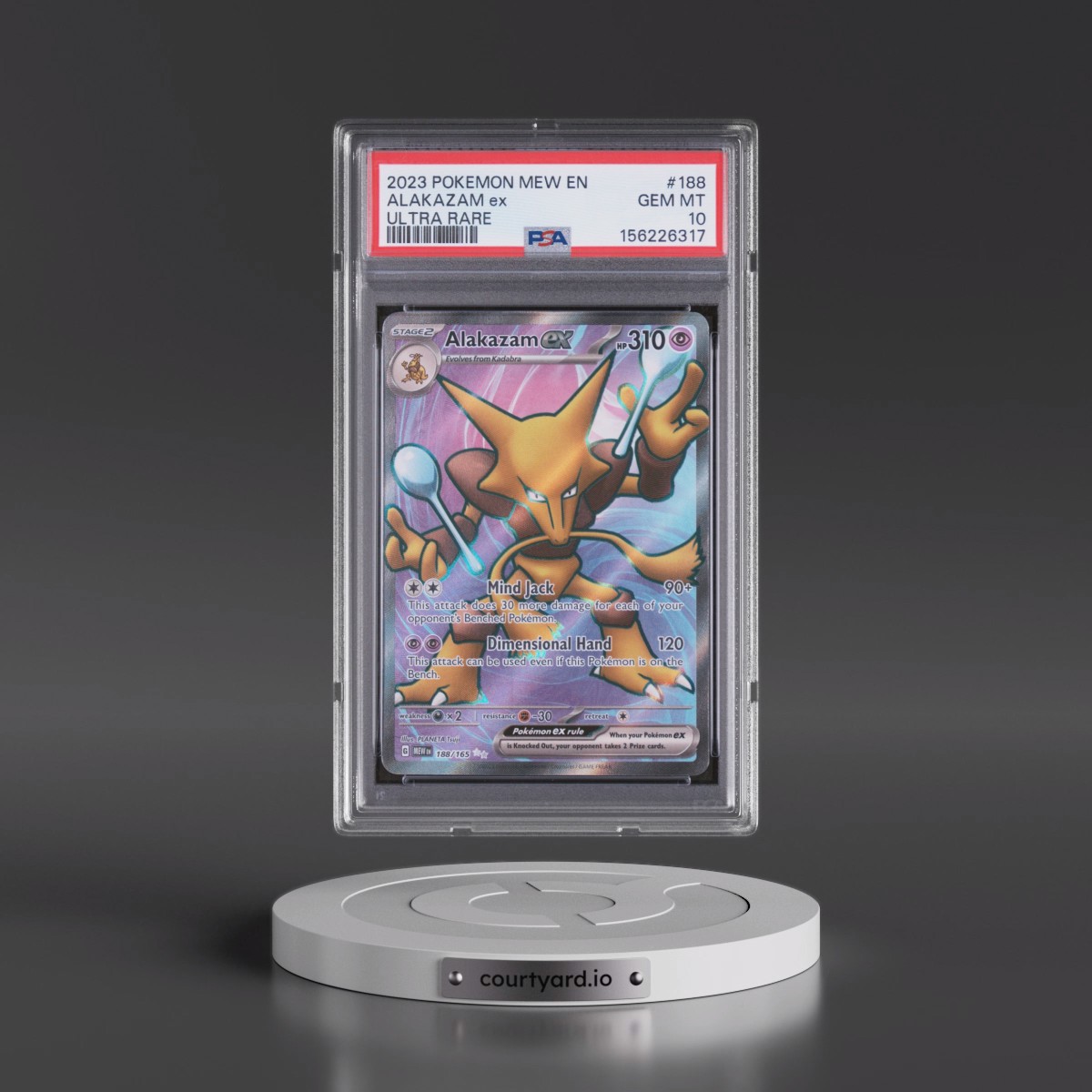 2023 Pokémon Mew EN-151 #188 Alakazam EX - Holo Ultra Rare (PSA 10 GEM MINT)