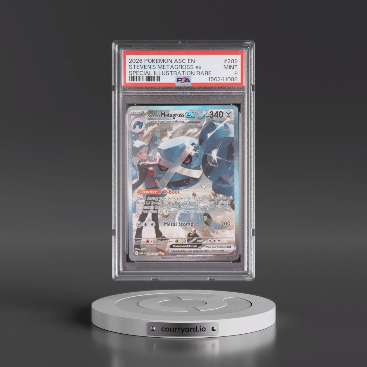 2026 Pokémon Asc EN-Ascended Heroes #289 Steven's Metagross EX - Holo Special Illustration Rare (PSA 9 MINT)