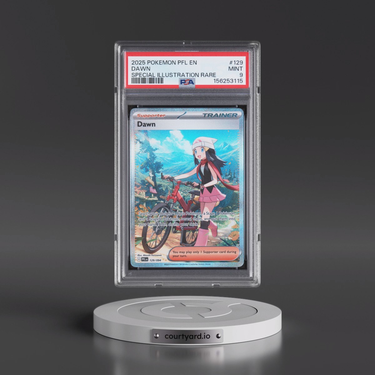 2025 Pokémon Pfl EN-Phantasmal Flames #129 Dawn - Special Illustration Rare (PSA 9 MINT)