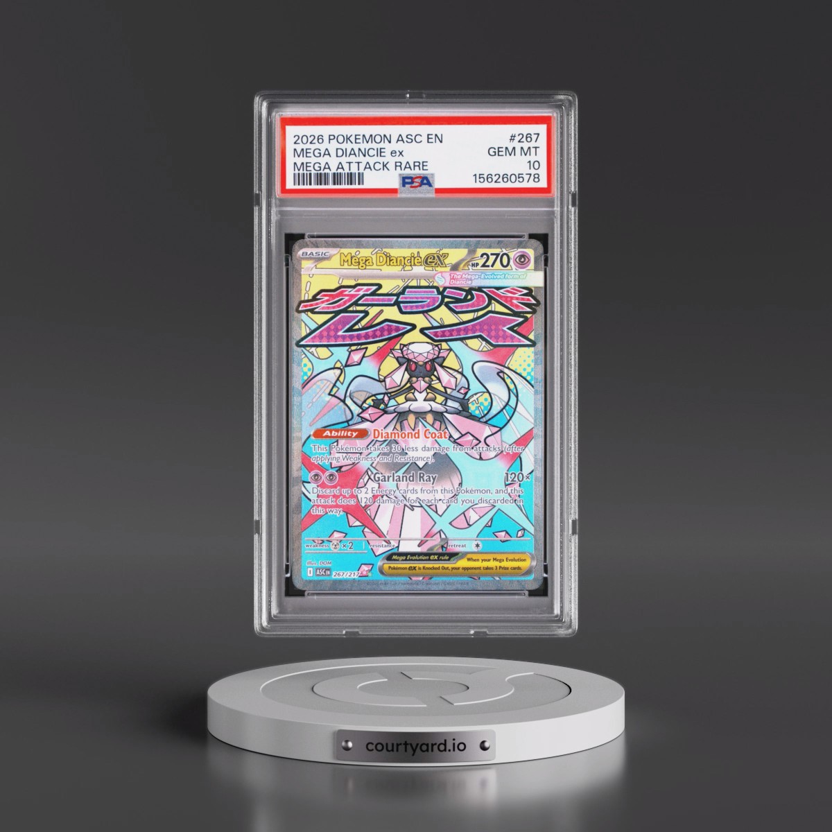 2026 Pokémon Asc EN-Ascended Heroes #267 Mega Diancie EX - Holo Mega Attack Rare (PSA 10 GEM MINT)