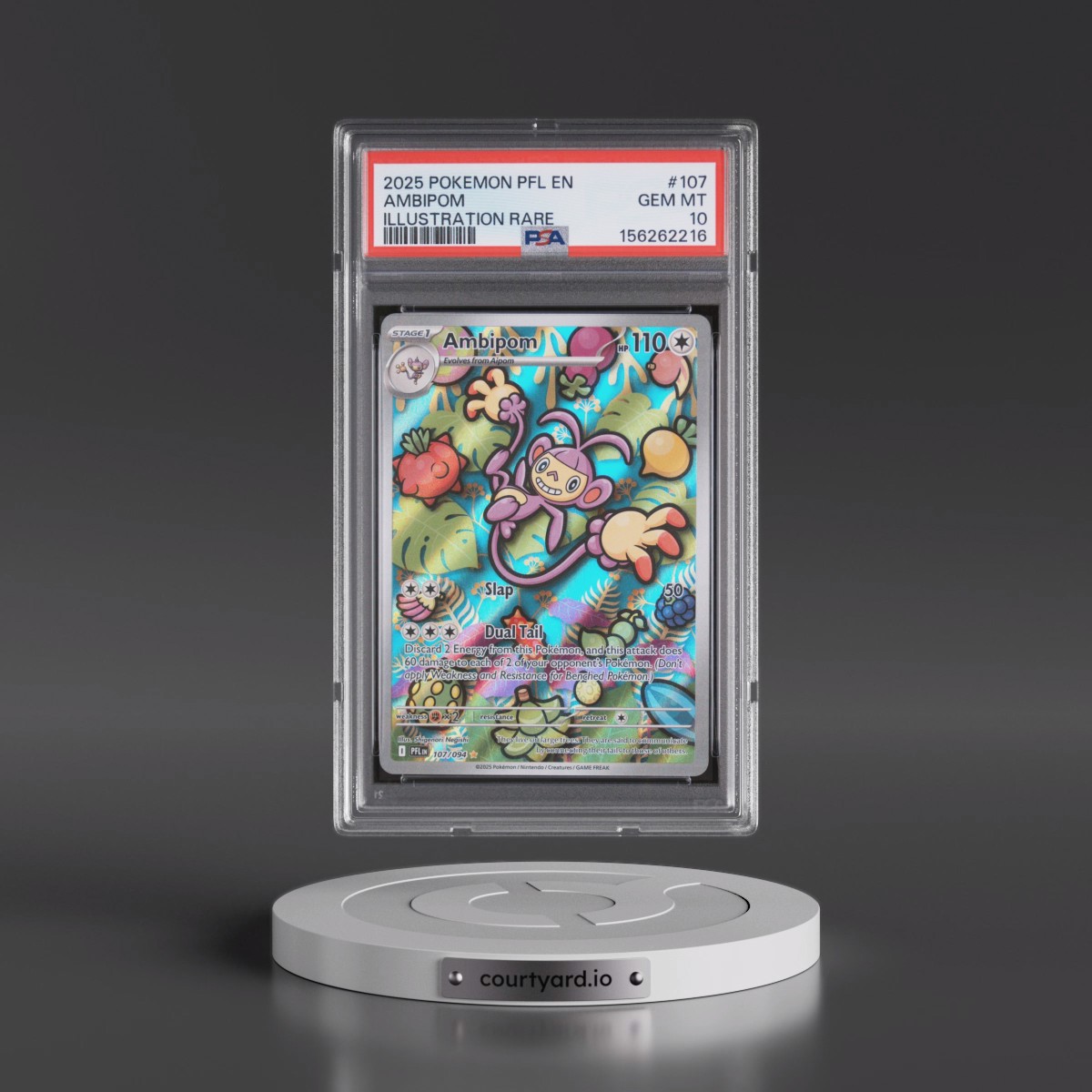 2025 Pokémon Pfl EN-Phantasmal Flames #107 Ambipom - Illustration Rare (PSA 10 GEM MINT)
