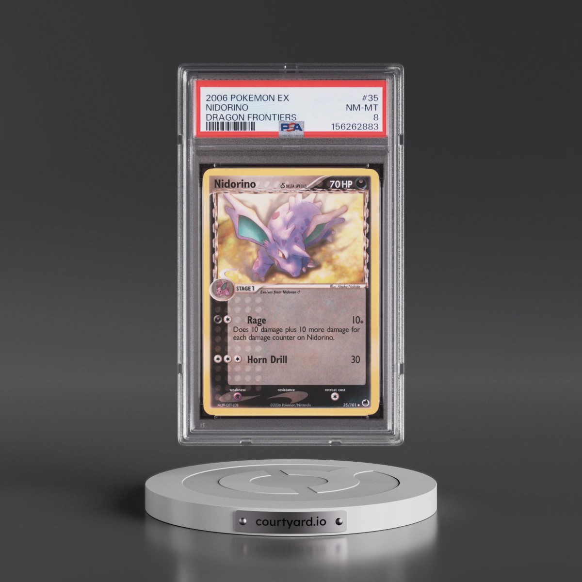 2006 Pokémon EX Dragon Frontiers #35 Nidorino (PSA 8 NM-MT)