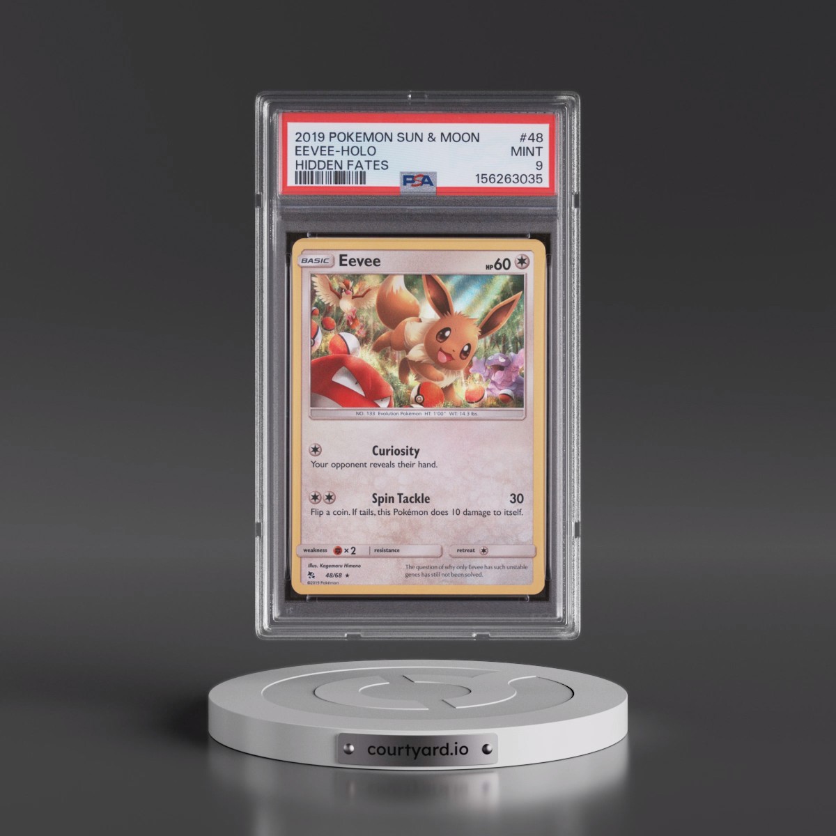 2019 Pokémon Sun & Moon Hidden Fates #48 Eevee - Holo (PSA 9 MINT)