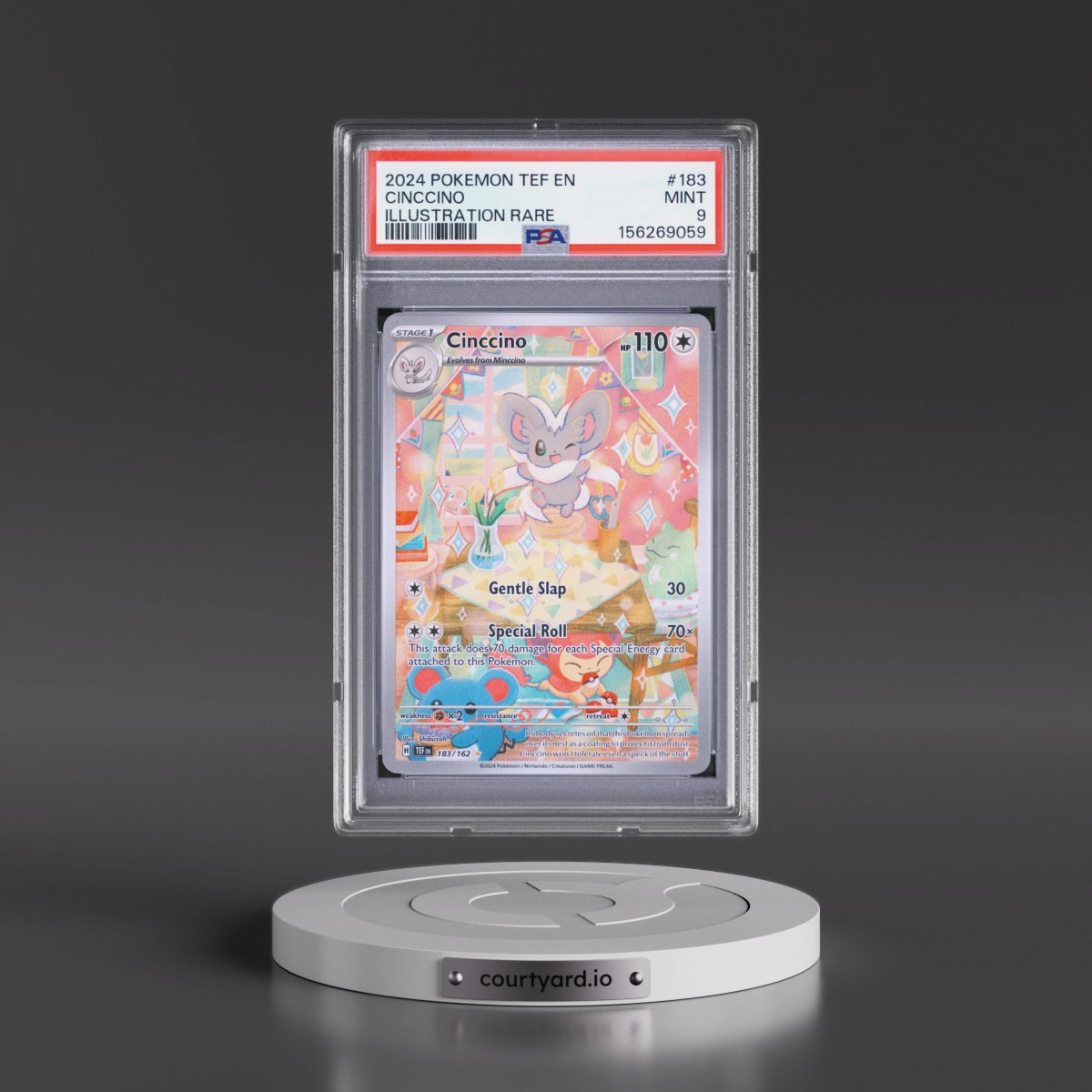 2024 Pokémon Tef EN-Temporal Forces #183 Cinccino - Illustration Rare (PSA 9 MINT)