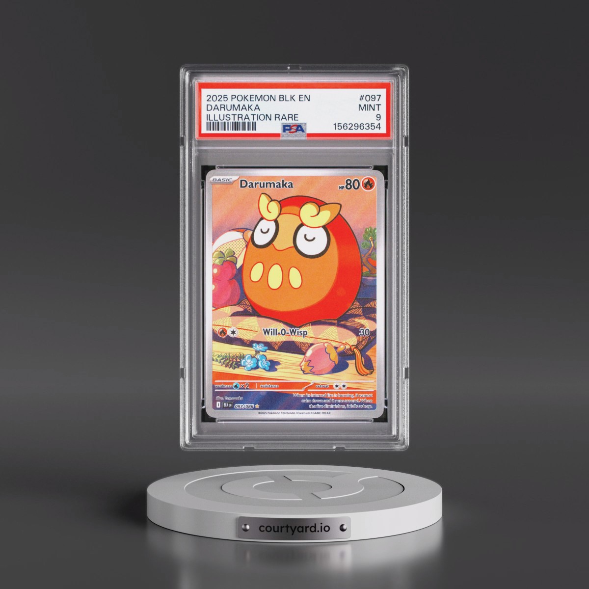 2025 Pokémon Blk EN-Black Bolt #097 Darumaka - Illustration Rare (PSA 9 MINT)