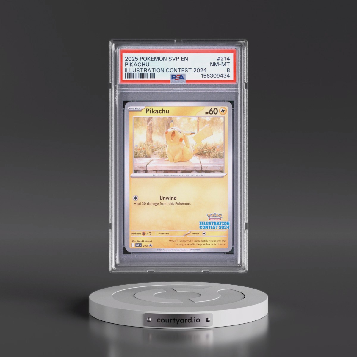 2025 Pokémon Svp EN-SV Black Star Promo #214 Pikachu - Illustration Contest 2024 (PSA 8 NM-MT)