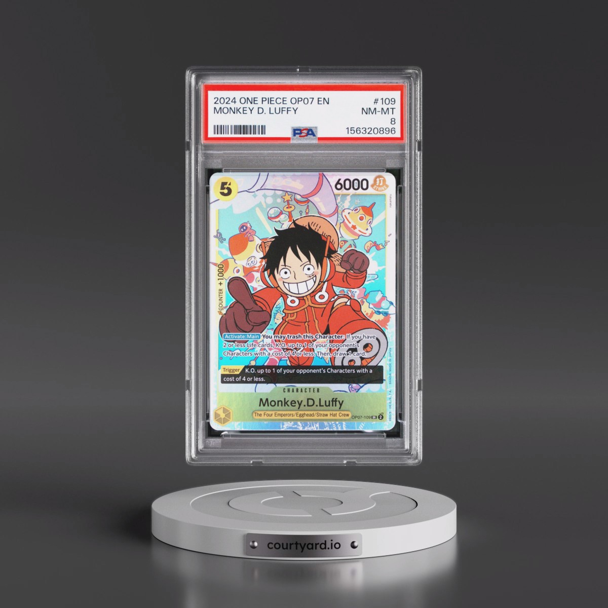 2024 One Piece OP07-500 Years in the Future #109 Monkey D. Luffy (PSA 8 NM-MT)