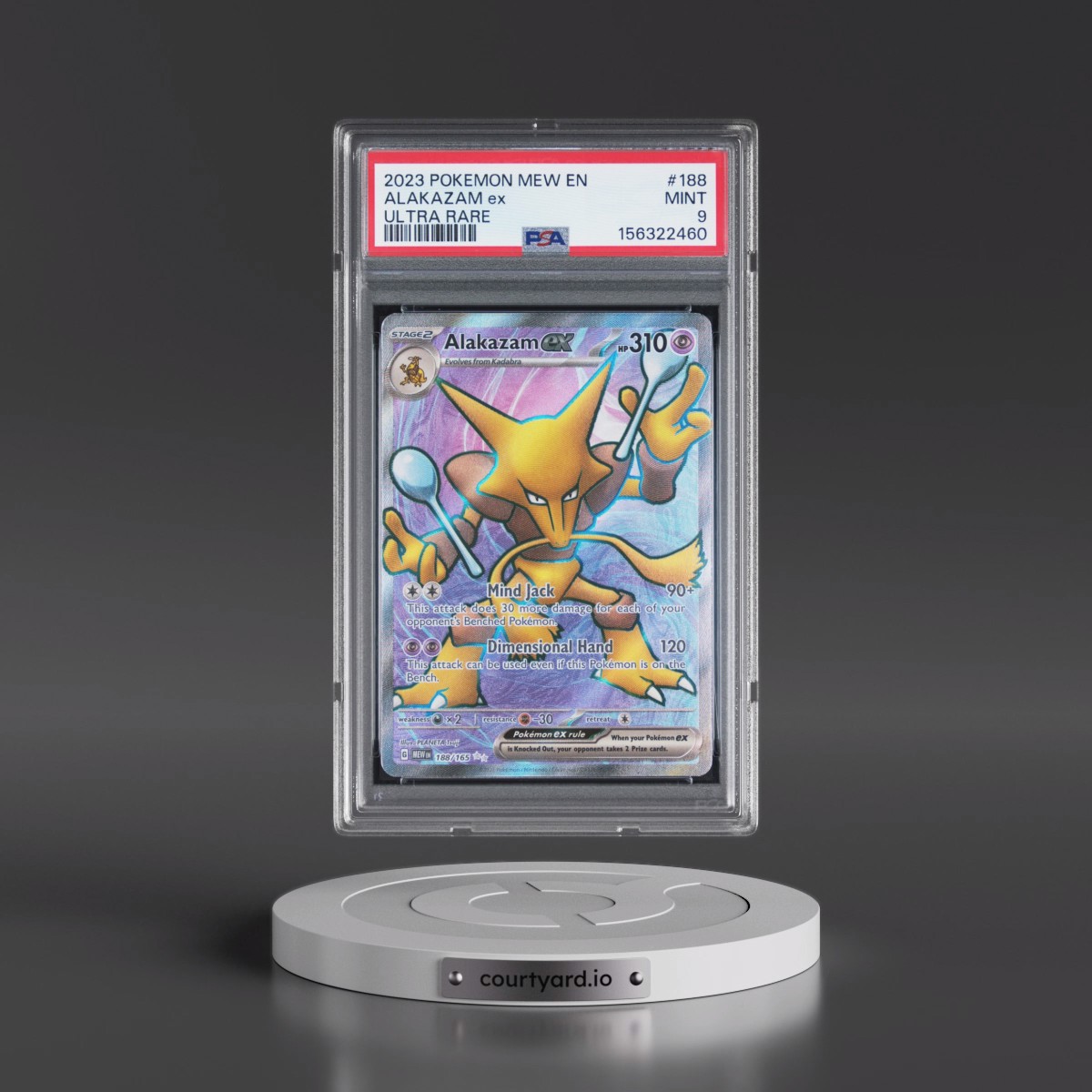 2023 Pokémon Mew EN-151 #188 Alakazam EX - Holo Ultra Rare (PSA 9 MINT)