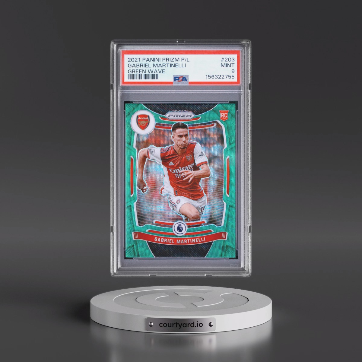 2021 Panini Prizm Premier League Gabriel Martinelli - Green Wave #203 PSA 9
