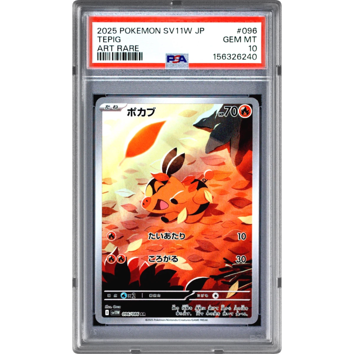 2025 Pokémon Sv11w-White Flare #096 Tepig - Art Rare (PSA 10 GEM MINT)