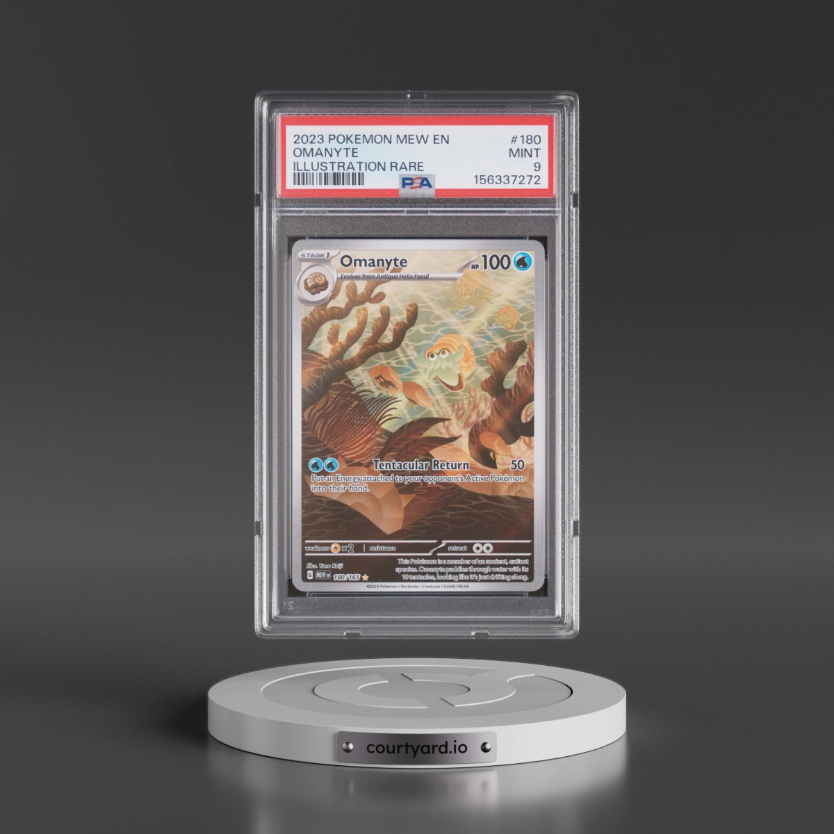 2023 Pokémon Mew EN-151 #180 Omanyte - Illustration Rare (PSA 9 MINT)