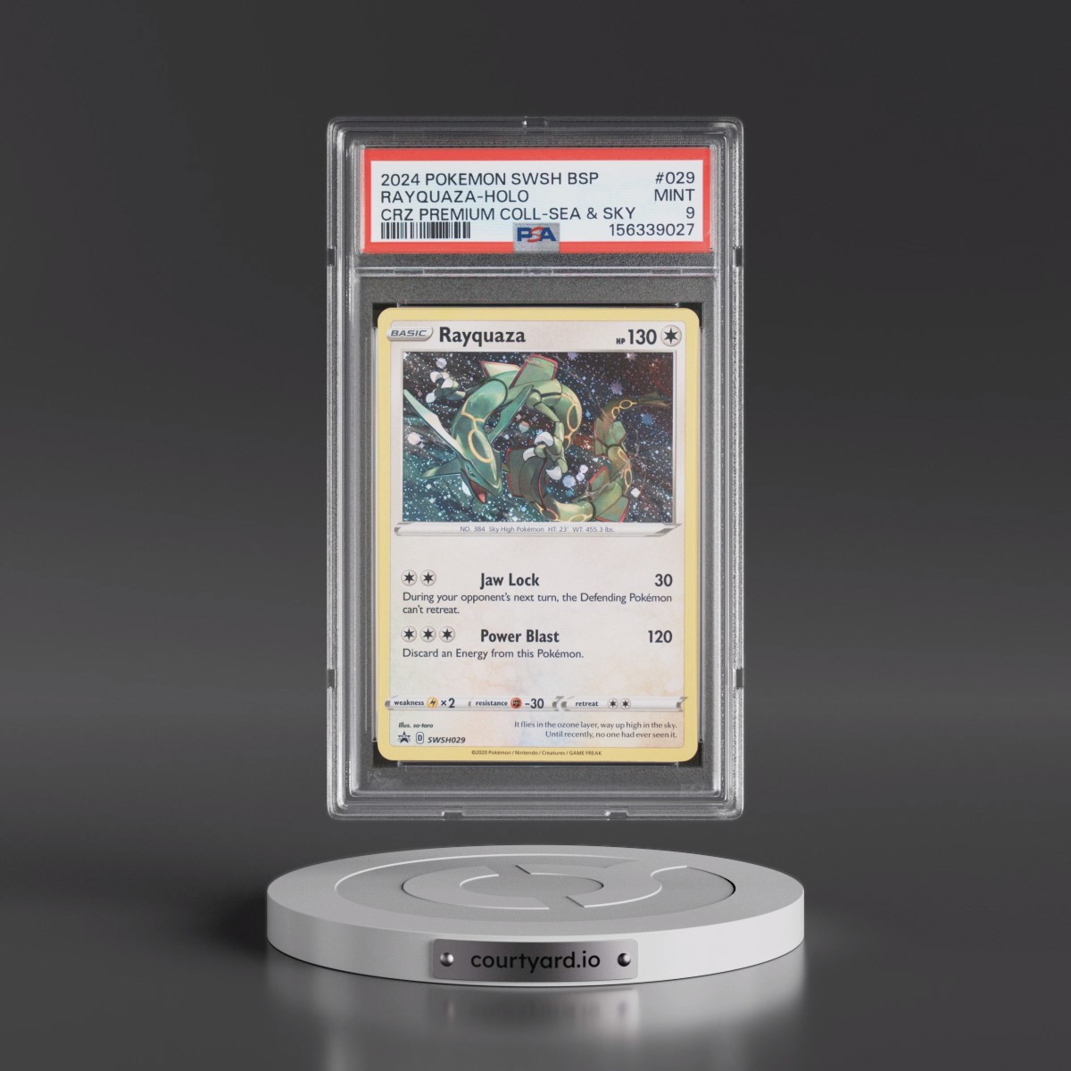 2024 Pokémon Swsh Black Star Promo #029 Rayquaza - Holo Crown Zenith Premium Collection Sea & Sky (PSA 9 MINT)
