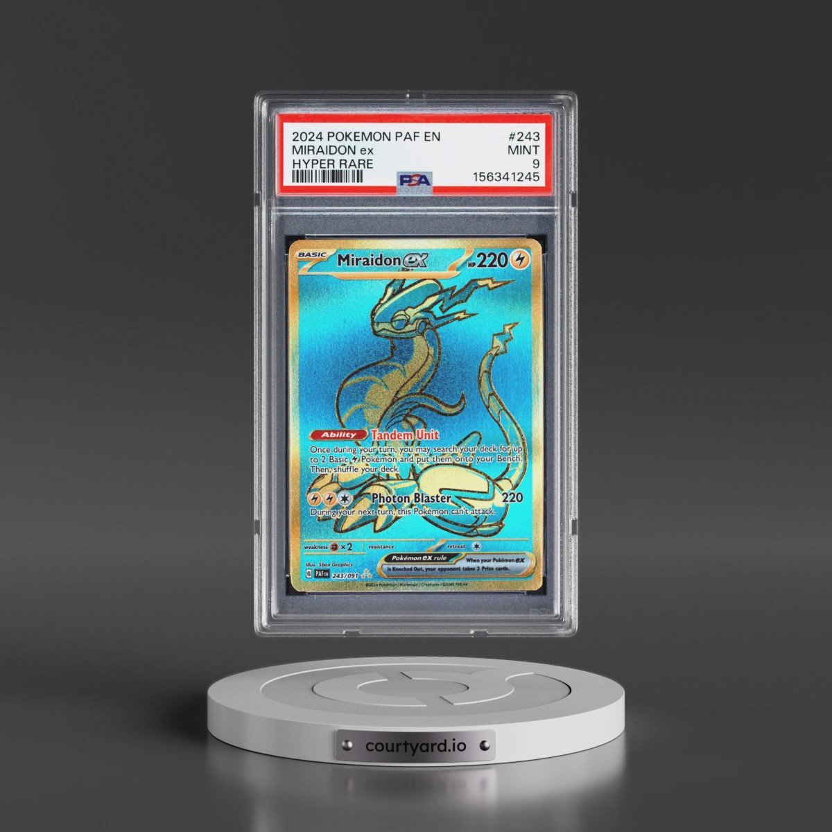 2024 Pokémon Paf EN-Paldean Fates #243 Miraidon EX - Holo Hyper Rare (PSA 9 MINT)