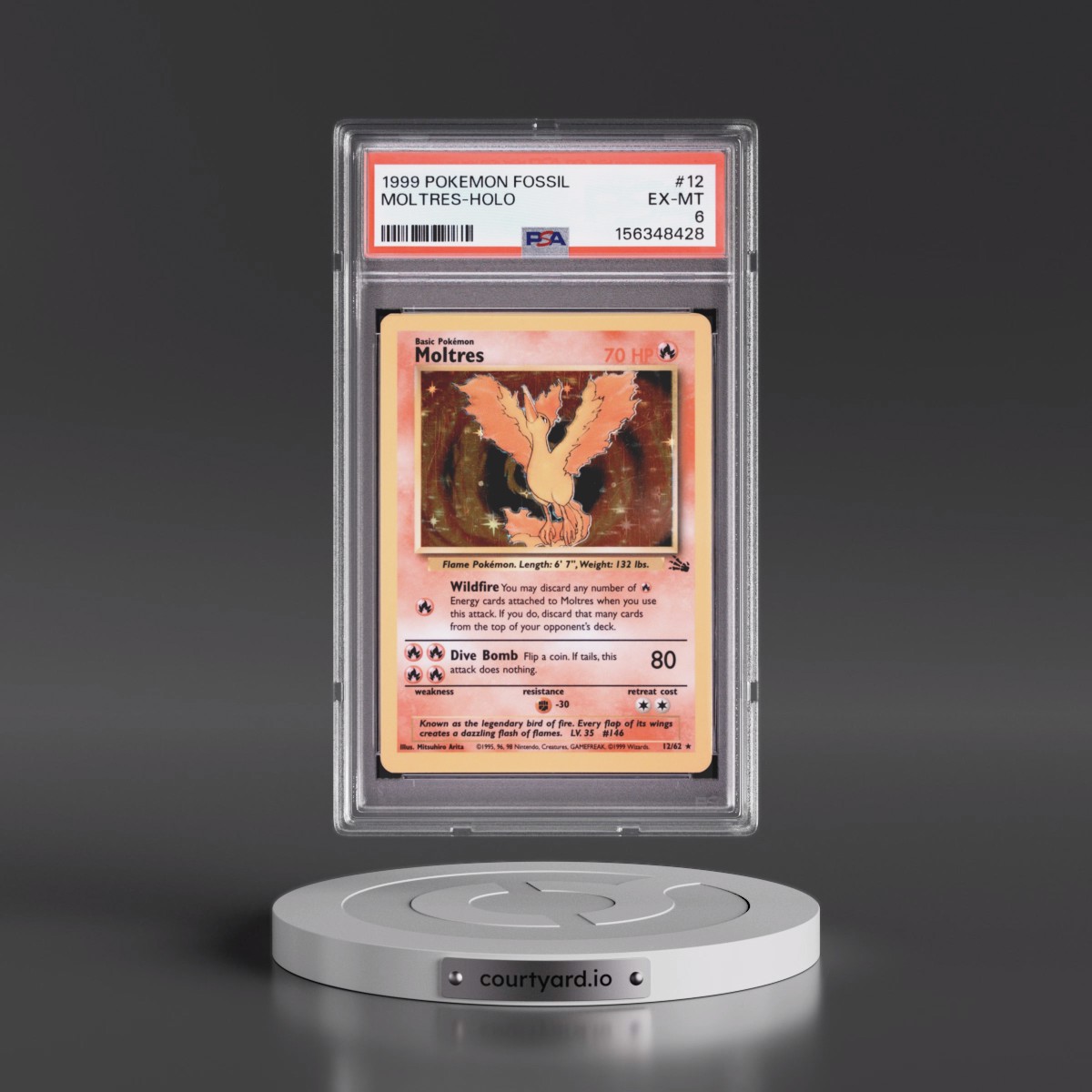 1999 Pokémon Fossil #12 Moltres - Holo (PSA 6 EX-MT)