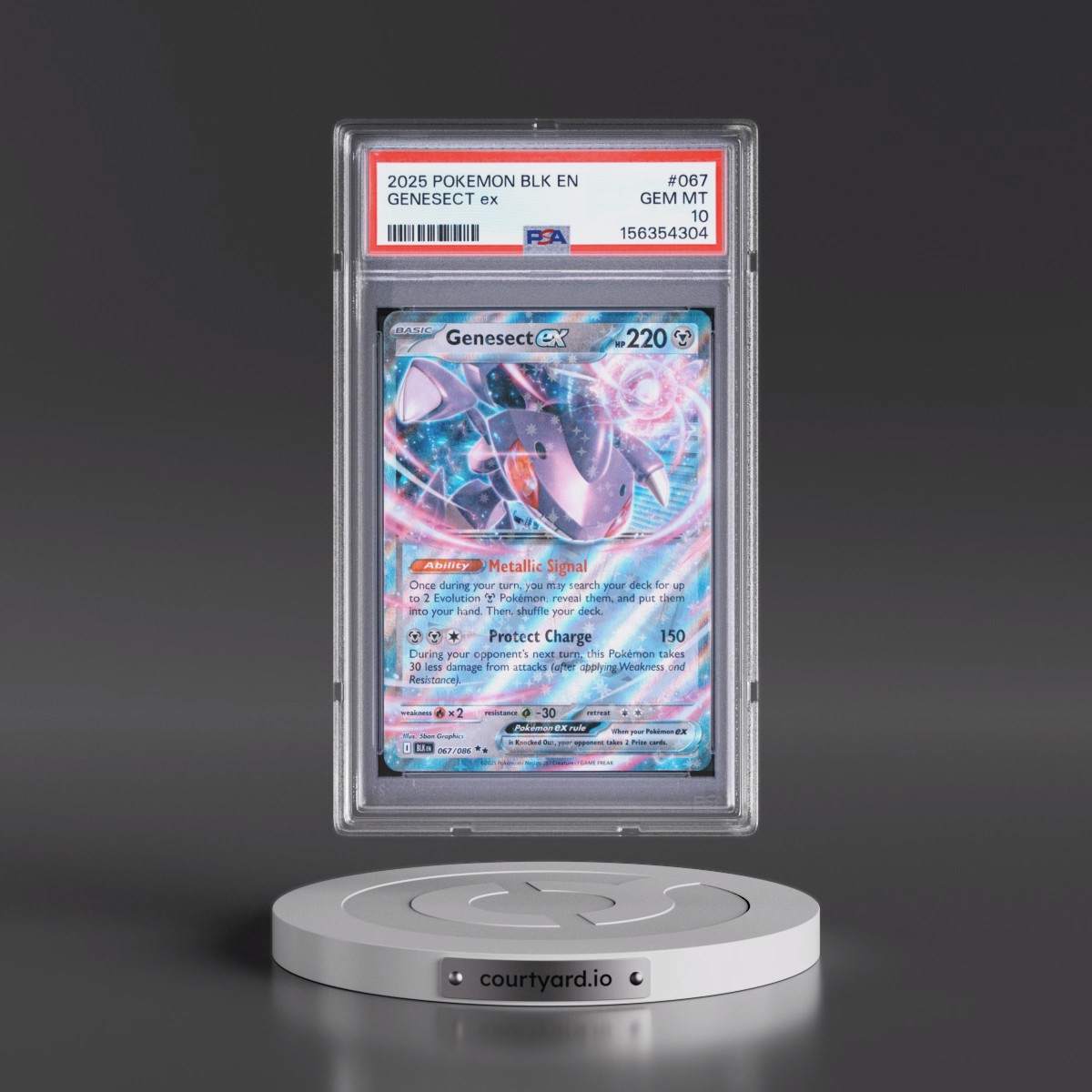 2025 Pokémon Blk EN-Black Bolt #067 Genesect EX - Holo (PSA 10 GEM MINT)
