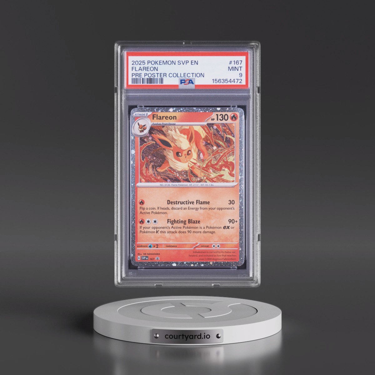 2025 Pokémon Svp EN-SV Black Star Promo #167 Flareon - Prismatic Evolutions Poster Collection (PSA 9 MINT)